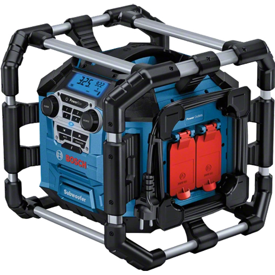 Tragbares Digital Aluminium Baustellenradio in Schwarz und Blau - Akku 18V-5