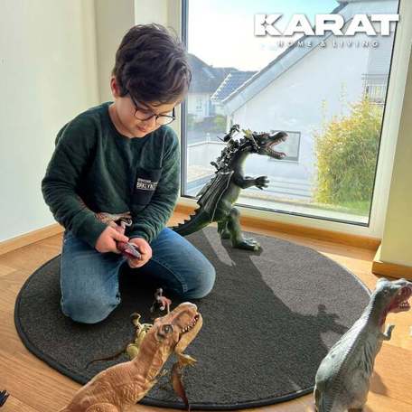 Runder Spielteppich Crocodile - Anthrazit 120 cm Durchmesser