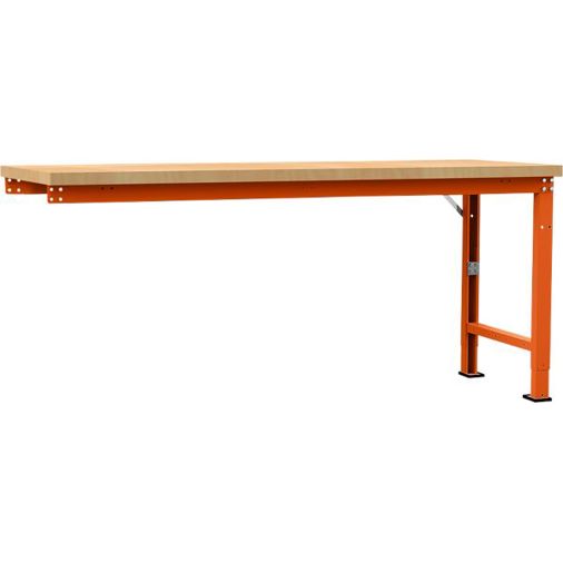 Profi Anbauwerkbank mit Multiplex Tischplatte - 2000 x 700 mm - rotorange