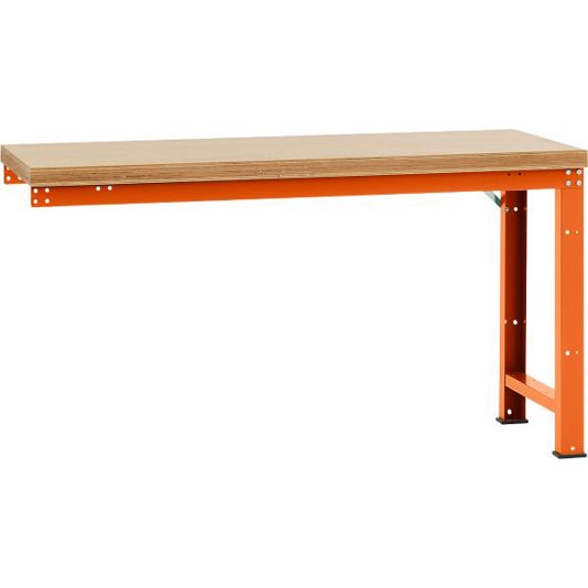 Profi Anbauwerkbank mit Multiplex Tischplatte - 1750 x 700 mm - Rotorange