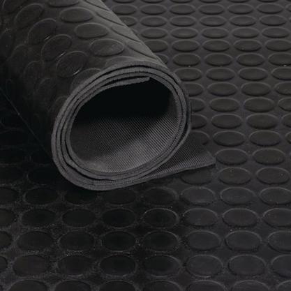 Antirutschmatte 1,2m x 10m - Gummiflachnoppen - 3mm dick - Schwarz