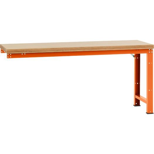 Profi Standard Anbauwerkbank - Multiplex Tischplatte (2000 x 700 mm) - Rotorange