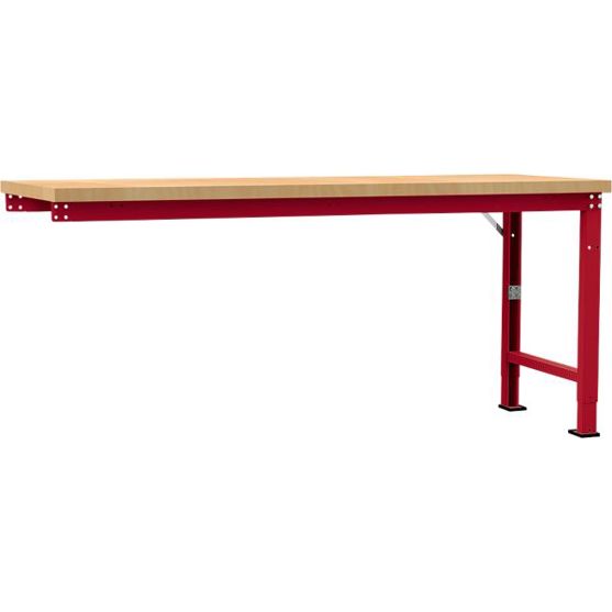 Profi Anbauwerkbank mit Multiplex Tischplatte – 2000 x 700 mm – Rubinrot