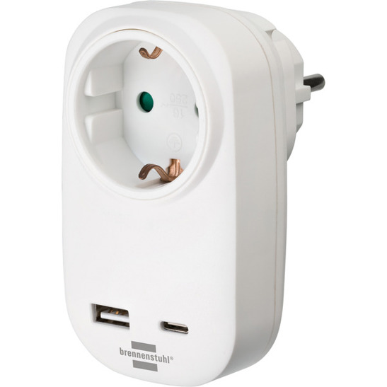 CEE-Steckdose mit 2 USB-Anschlüssen - Weiß - Adapter