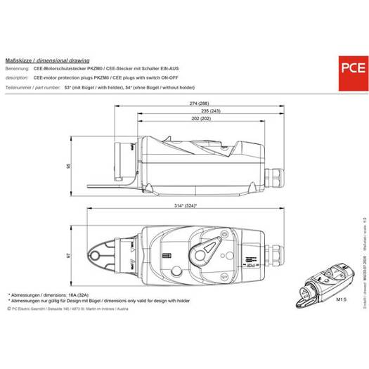 CEE Motorschutzstecker 16A 5-polig 400V