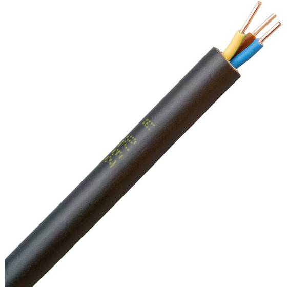 Starkstromkabel NYY-J 3x1,5 mm² RE PVC - Schwarz Ø11 mm - Polyvinylchlorid (PVC) - Kupfer Farbe