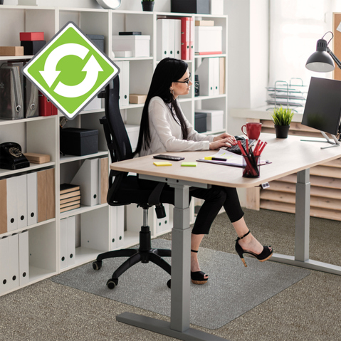 Floortex Bodenschutzmatte Cleartex evolutionmat für standardflorige Teppichböden | bis 9mm Florhöhe | aus verbessertem Polymer mit bis zu 50% recyceltem Inhalt | 120 x 90cm | recht...