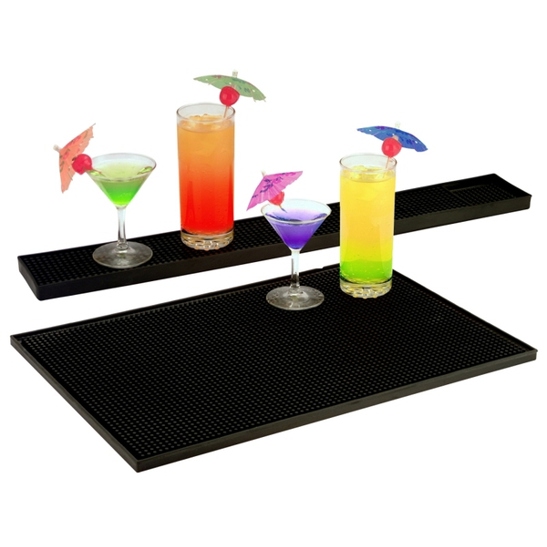 Schwarze Gummi Gläserabtropfmatte mit Langen Noppen - Optimale Abstellfläche