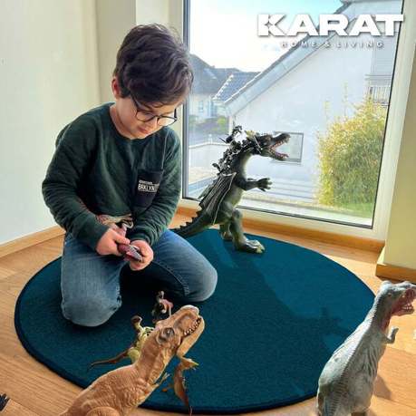 Runder Kinderspielteppich Crocodile in Blau - 80 cm Durchmesser