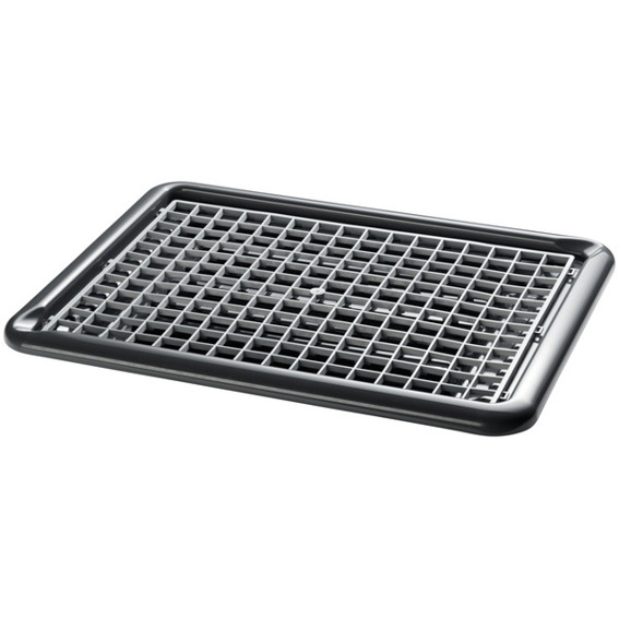 Glas-Abtropfmatte mit Wanne - 47x37x5 cm, grau