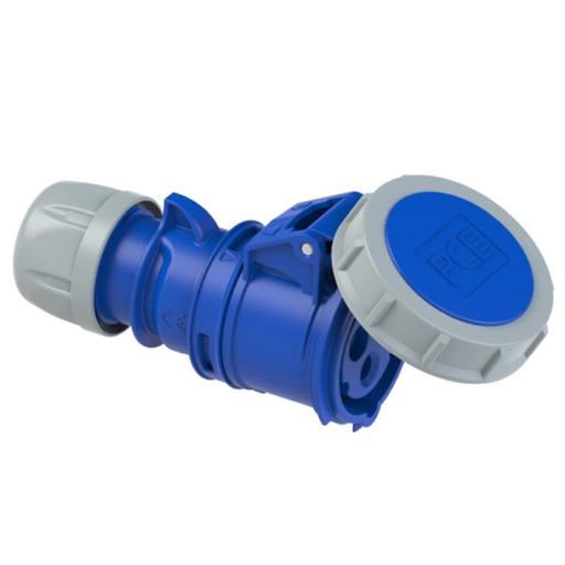 CEE-Kupplung "SHARK" mit Schraubklemmen (230V / 16A | 3-polig 6h | IP67) - Blau/Grau