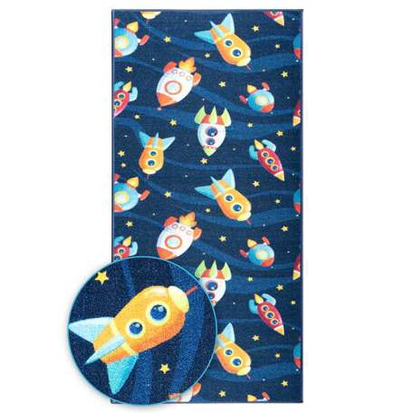 Teppichläufer "Ballons & Rockets" - Kinderteppich für Jungen und Mädchen, niedliche Raketen, 80x100 cm